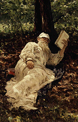Romantiikan jälkeen?. Kuva: Ilja Repinin maalaus, jossa Tolstoi lepää metsässä., http://commons.wikimedia.org/wiki/ 